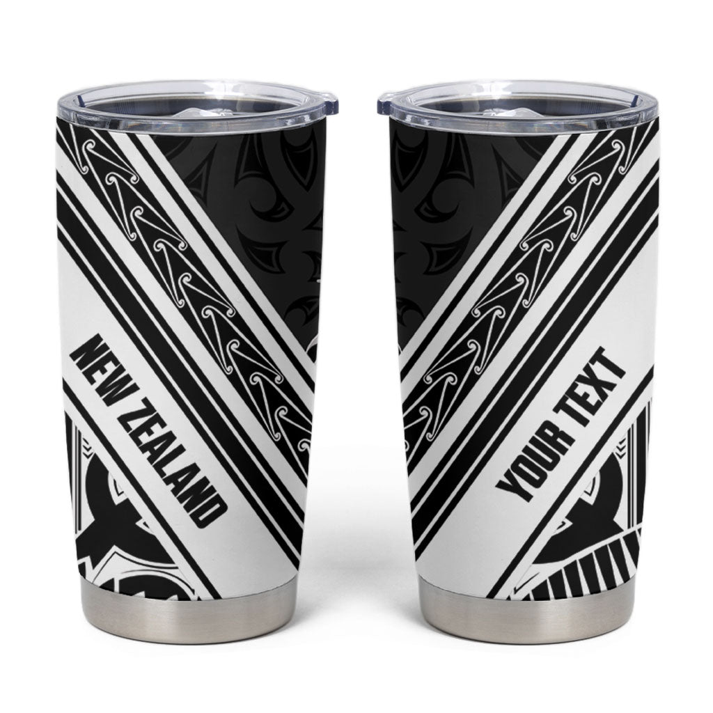 New Zealand Silver Fern Rugby Custom Tumbler Cup Go Wheel Kiwi Maori Pattern LT14 White - Polynesian Pride