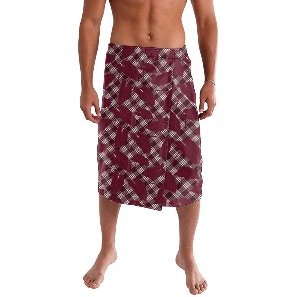 Burgundy Hawaii Kalo Palaka Motifs Lavalava Hawaiian Taro Leaves Elegant Vibes LT14 Burgundy - Polynesian Pride