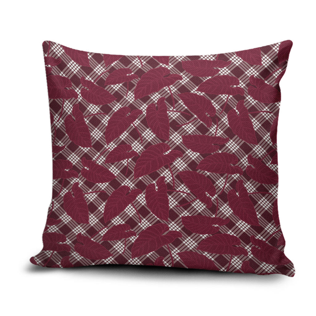 Burgundy Hawaii Kalo Palaka Motifs Pillow Cover Hawaiian Taro Leaves Elegant Vibes LT14 Burgundy - Polynesian Pride