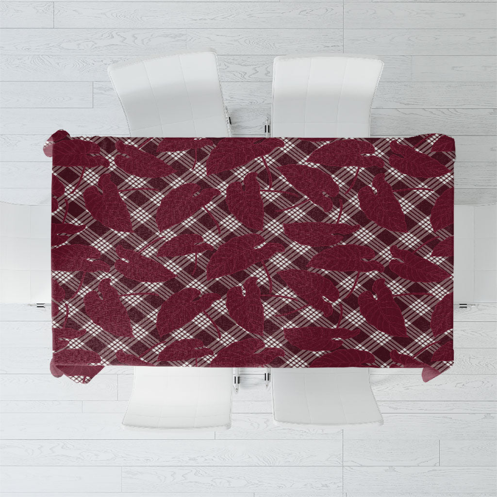 Burgundy Hawaii Kalo Palaka Motifs Tablecloth Hawaiian Taro Leaves Elegant Vibes LT14 Burgundy - Polynesian Pride