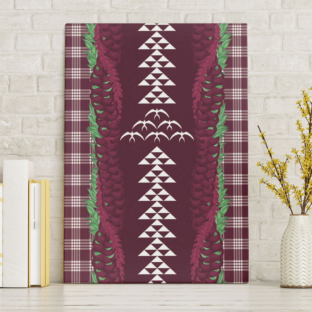 Burgundy Palaka Hawaii Iwa Bird Canvas Wall Art Hawaiian Kakau Jade Vine Lei LT14 Without Frame Burgundy - Polynesian Pride