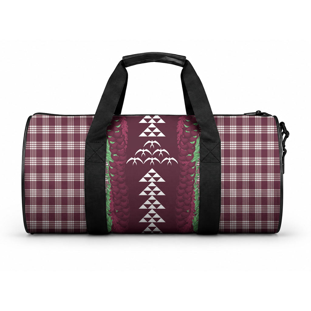 Burgundy Palaka Hawaii Iwa Bird Duffle Bag Hawaiian Kakau Jade Vine Lei LT14 One size Burgundy - Polynesian Pride