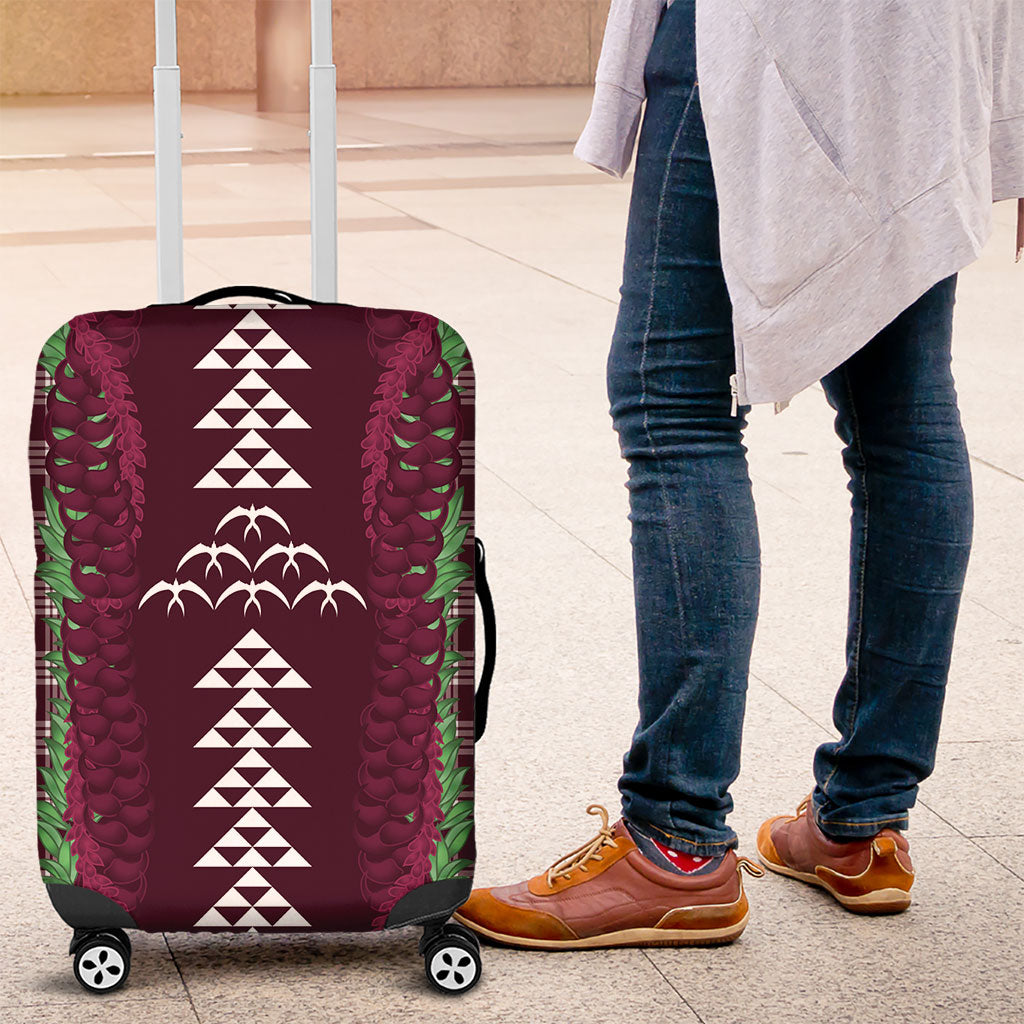 Burgundy Palaka Hawaii Iwa Bird Luggage Cover Hawaiian Kakau Jade Vine Lei LT14 Burgundy - Polynesian Pride