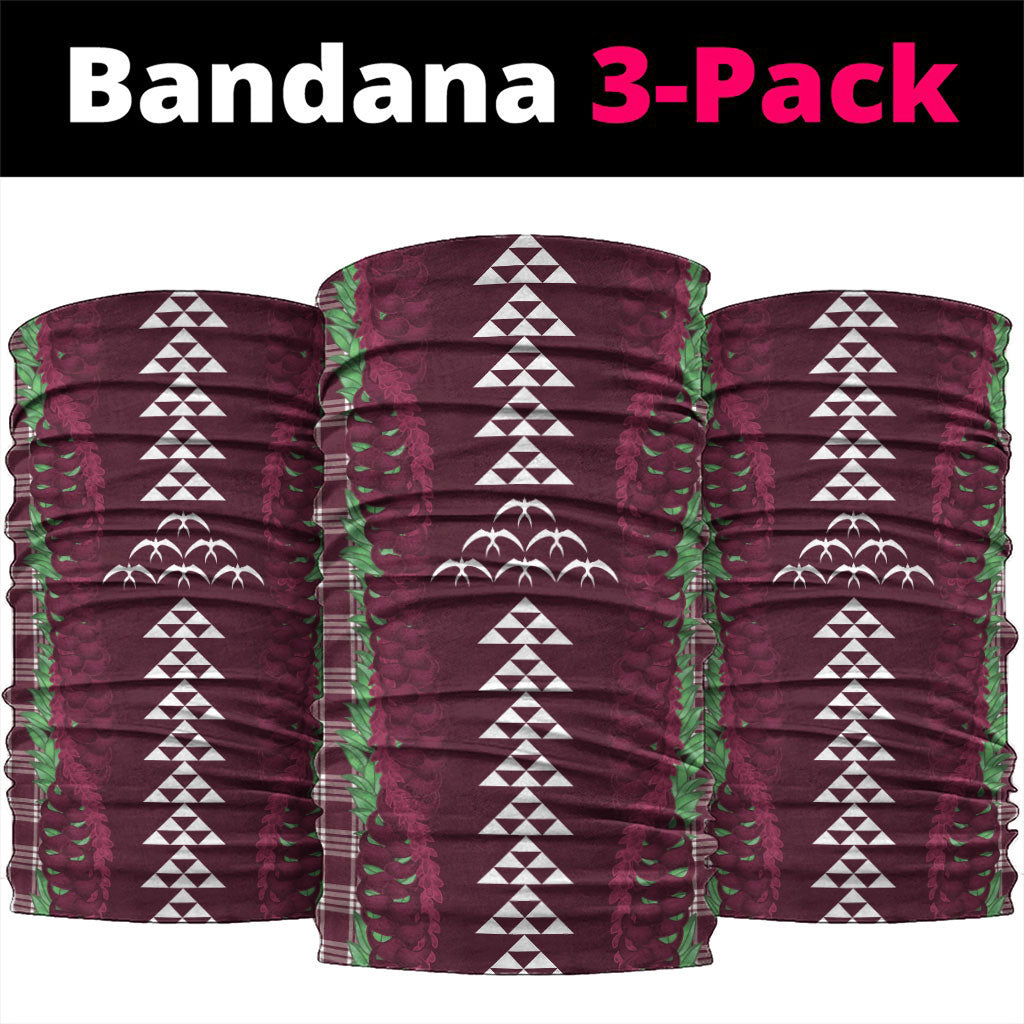 Burgundy Palaka Hawaii Iwa Bird Neck Gaiter Hawaiian Kakau Jade Vine Lei LT14 package One Size: 25*50cm Burgundy - Polynesian Pride