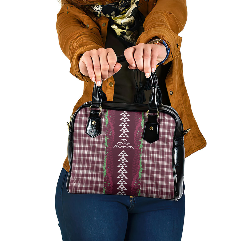 Burgundy Palaka Hawaii Iwa Bird Shoulder Handbag Hawaiian Kakau Jade Vine Lei