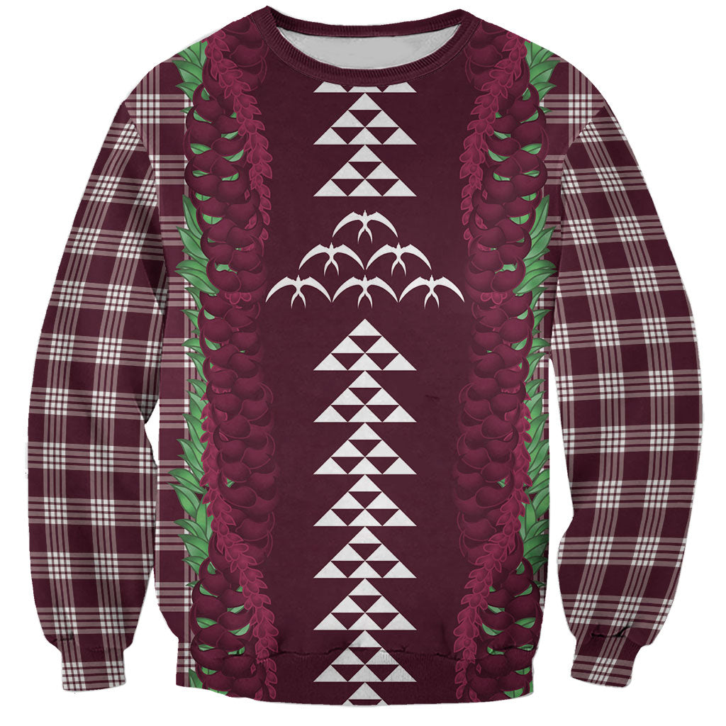 Burgundy Palaka Hawaii Iwa Bird Sweatshirt Hawaiian Kakau Jade Vine Lei LT14 Unisex Burgundy - Polynesian Pride