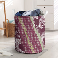 Burgundy Palaka Hawaii Leis Laundry Basket Hawaiian-plaid Elegant Tropical Vibes LT14 Burgundy - Polynesian Pride