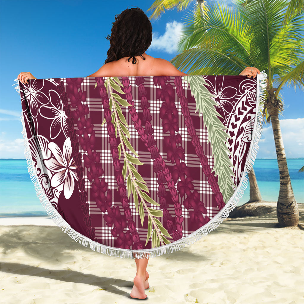 Burgundy Palaka Hawaii Leis Beach Blanket Hawaiian-plaid Elegant Tropical Vibes LT14 - Polynesian Pride