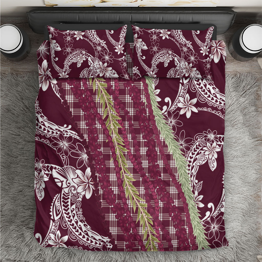 Burgundy Palaka Hawaii Leis Bedding Set Hawaiian-plaid Elegant Tropical Vibes LT14 Burgundy - Polynesian Pride