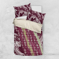Burgundy Palaka Hawaii Leis Bedding Set Hawaiian-plaid Elegant Tropical Vibes LT14 US Twin 172cm x 218cm Burgundy - Polynesian Pride