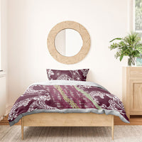Burgundy Palaka Hawaii Leis Bedding Set Hawaiian-plaid Elegant Tropical Vibes LT14 - Polynesian Pride
