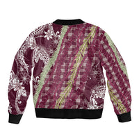 Burgundy Palaka Hawaii Leis Bomber Jacket Hawaiian-plaid Elegant Tropical Vibes LT14 - Polynesian Pride