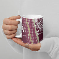 Burgundy Palaka Hawaii Leis Ceramic Mug Hawaiian-plaid Elegant Tropical Vibes LT14 - Polynesian Pride