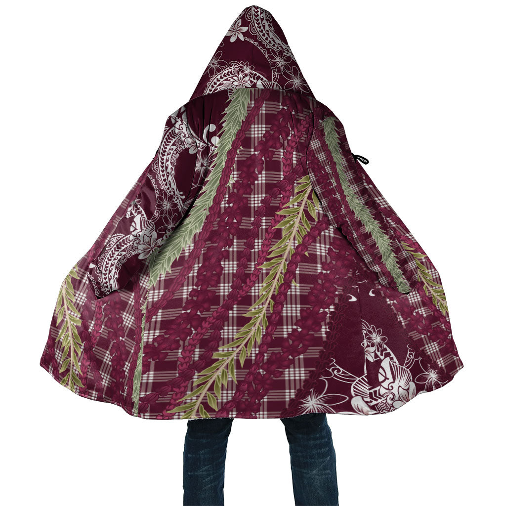 Burgundy Palaka Hawaii Leis Cloak Hawaiian-plaid Elegant Tropical Vibes LT14 Unisex Burgundy - Polynesian Pride