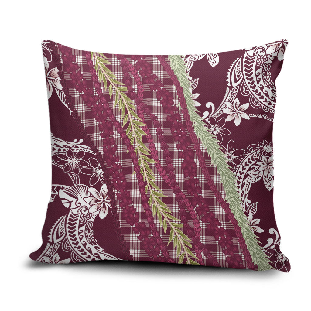 Burgundy Palaka Hawaii Leis Pillow Cover Hawaiian-plaid Elegant Tropical Vibes LT14 Burgundy - Polynesian Pride