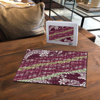 Burgundy Palaka Hawaii Leis Puzzle Hawaiian-plaid Elegant Tropical Vibes LT14 - Polynesian Pride