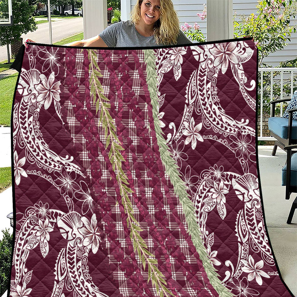 Burgundy Palaka Hawaii Leis Quilt Hawaiian-plaid Elegant Tropical Vibes LT14 Burgundy - Polynesian Pride