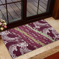 Burgundy Palaka Hawaii Leis Rubber Doormat Hawaiian-plaid Elegant Tropical Vibes LT14 - Polynesian Pride