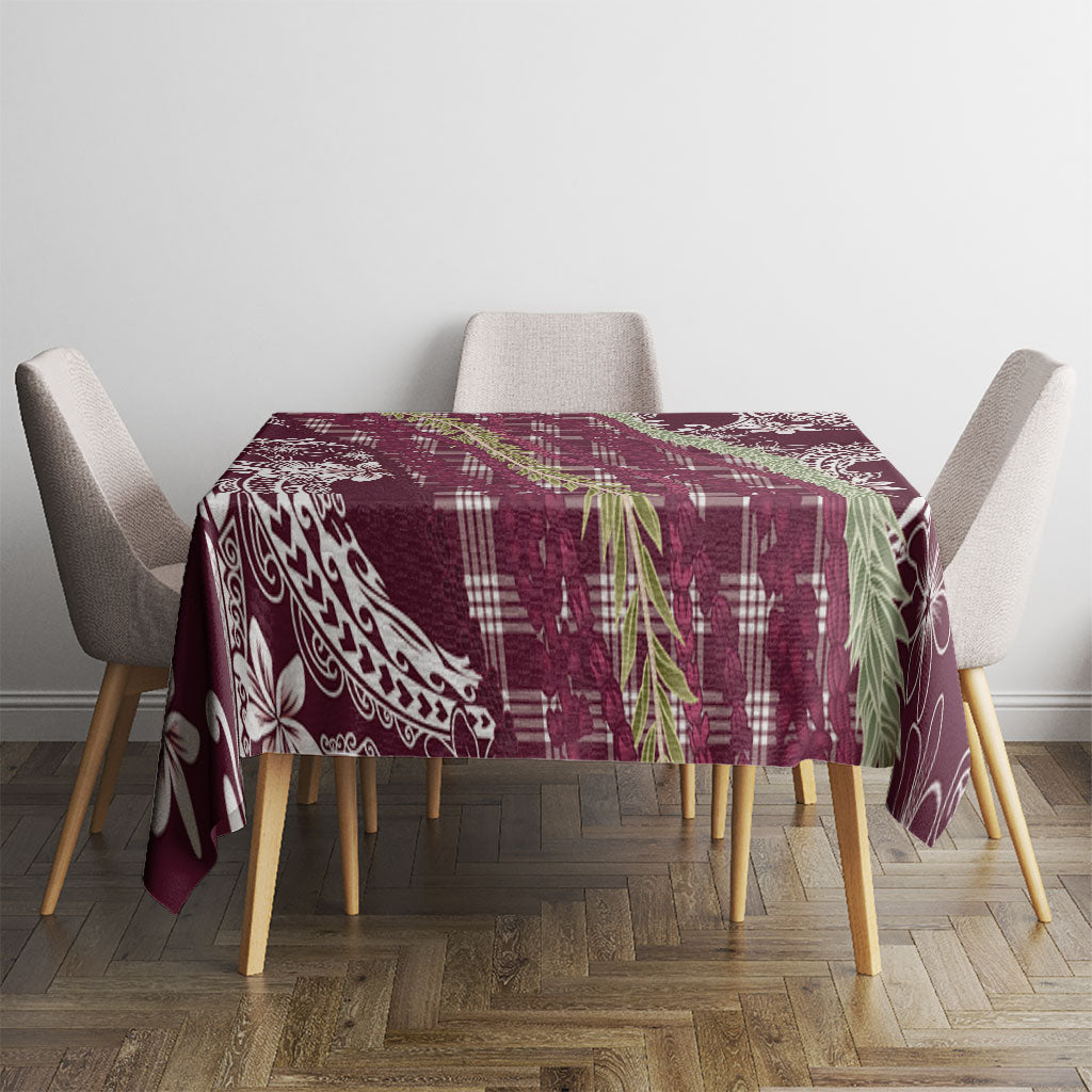 Burgundy Palaka Hawaii Leis Tablecloth Hawaiian-plaid Elegant Tropical Vibes LT14 - Polynesian Pride