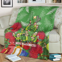 Kakapo New Zealand Christmas Blanket Meri Kirihimete Pohutukawa - Green Color