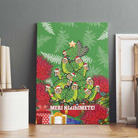 Kakapo New Zealand Christmas Canvas Wall Art Meri Kirihimete Pohutukawa - Green Color LT14 - Polynesian Pride