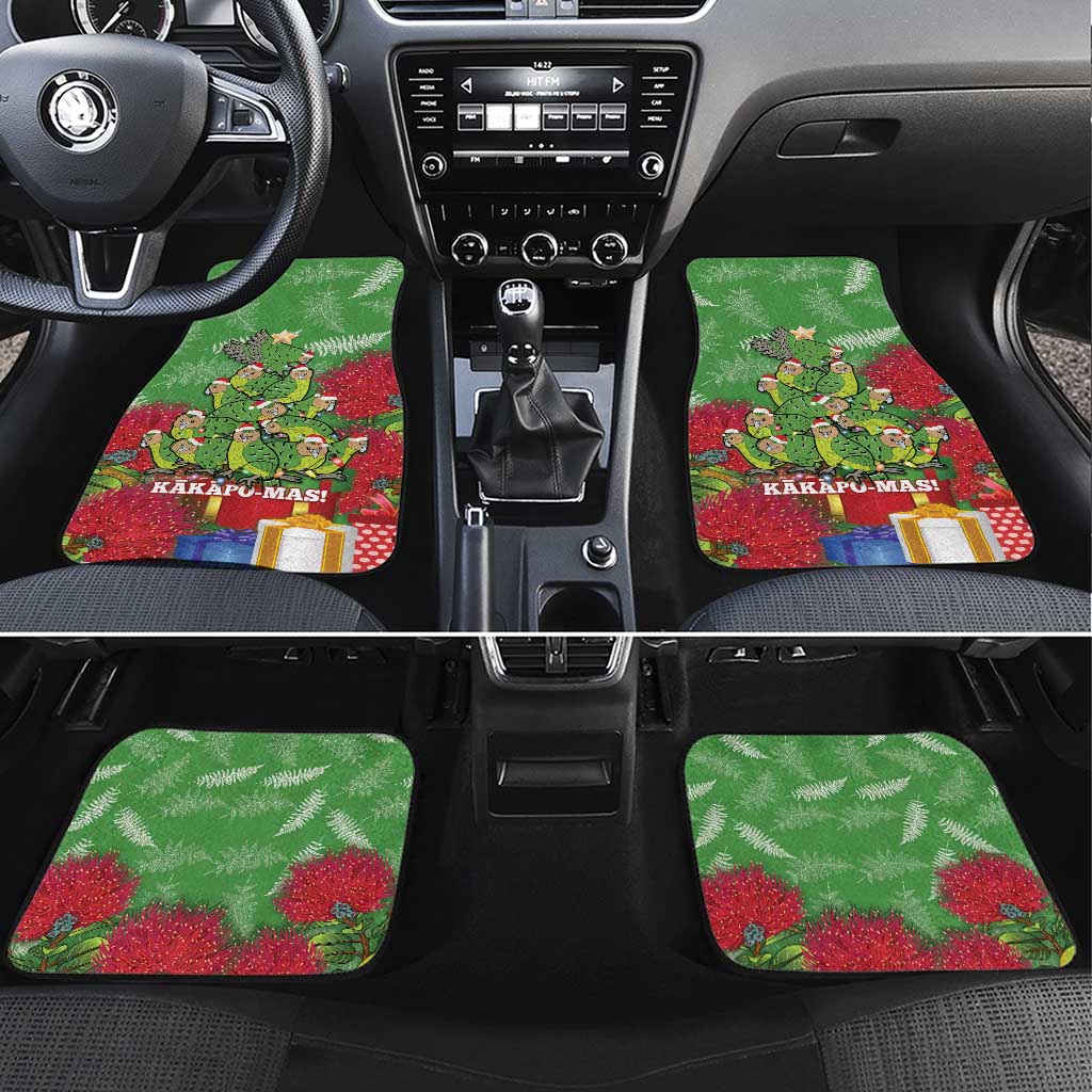 Kakapo New Zealand Christmas Car Mats Meri Kirihimete Pohutukawa - Green Color