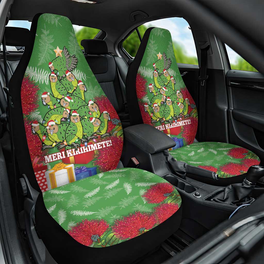 Kakapo New Zealand Christmas Car Seat Cover Meri Kirihimete Pohutukawa - Green Color LT14 One Size Green - Polynesian Pride