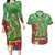 Kakapo New Zealand Christmas Couples Matching Long Sleeve Bodycon Dress and Hawaiian Shirt Meri Kirihimete Pohutukawa - Green Color