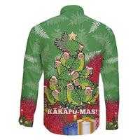 Kakapo New Zealand Christmas Family Matching Long Sleeve Bodycon Dress and Hawaiian Shirt Meri Kirihimete Pohutukawa - Green Color LT14 - Polynesian Pride