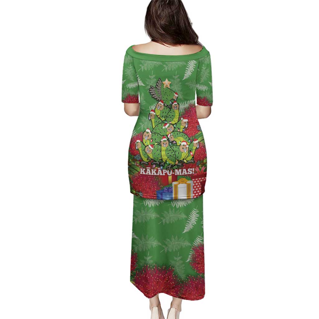 Kakapo New Zealand Christmas Family Matching Puletasi and Hawaiian Shirt Meri Kirihimete Pohutukawa - Green Color LT14 - Polynesian Pride