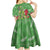 Kakapo New Zealand Christmas Kid Short Sleeve Dress Meri Kirihimete Pohutukawa - Green Color