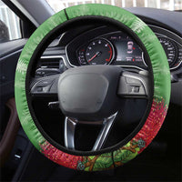 Kakapo New Zealand Christmas Steering Wheel Cover Meri Kirihimete Pohutukawa - Green Color