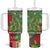 Kakapo New Zealand Christmas Tumbler With Handle Meri Kirihimete Pohutukawa - Green Color