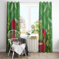 Kakapo New Zealand Christmas Window Curtain Meri Kirihimete Pohutukawa - Green Color