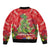 Kakapo New Zealand Christmas Bomber Jacket Meri Kirihimete Pohutukawa - Red Color