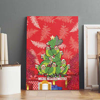 Kakapo New Zealand Christmas Canvas Wall Art Meri Kirihimete Pohutukawa - Red Color LT14 - Polynesian Pride