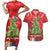 Kakapo New Zealand Christmas Couples Matching Short Sleeve Bodycon Dress and Hawaiian Shirt Meri Kirihimete Pohutukawa - Red Color