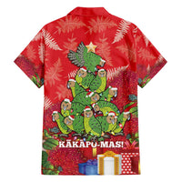 Kakapo New Zealand Christmas Family Matching Long Sleeve Bodycon Dress and Hawaiian Shirt Meri Kirihimete Pohutukawa - Red Color LT14 - Polynesian Pride