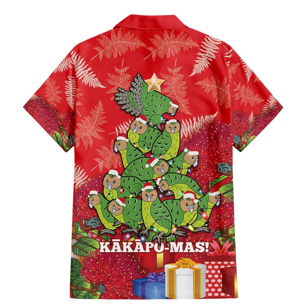 Kakapo New Zealand Christmas Family Matching Mermaid Dress and Hawaiian Shirt Meri Kirihimete Pohutukawa - Red Color