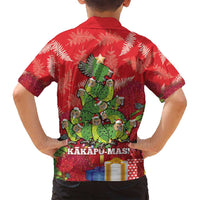 Kakapo New Zealand Christmas Family Matching Puletasi and Hawaiian Shirt Meri Kirihimete Pohutukawa - Red Color LT14 - Polynesian Pride