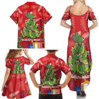 Kakapo New Zealand Christmas Family Matching Summer Maxi Dress and Hawaiian Shirt Meri Kirihimete Pohutukawa - Red Color