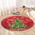 Kakapo New Zealand Christmas Round Carpet Meri Kirihimete Pohutukawa - Red Color