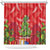 Kakapo New Zealand Christmas Shower Curtain Meri Kirihimete Pohutukawa - Red Color