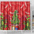 Kakapo New Zealand Christmas Shower Curtain Meri Kirihimete Pohutukawa - Red Color