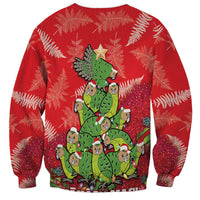 Kakapo New Zealand Christmas Sweatshirt Meri Kirihimete Pohutukawa - Red Color