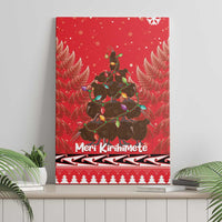Kiwi New Zealand Christmas Canvas Wall Art Meri Kirihimete Silver Fern - Red Color LT14 - Polynesian Pride