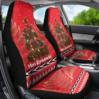 Kiwi New Zealand Christmas Car Seat Cover Meri Kirihimete Silver Fern - Red Color LT14 - Polynesian Pride