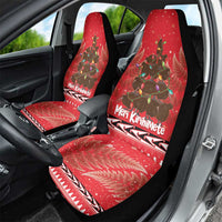 Kiwi New Zealand Christmas Car Seat Cover Meri Kirihimete Silver Fern - Red Color LT14 - Polynesian Pride