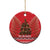 Kiwi New Zealand Christmas Ceramic Ornament Meri Kirihimete Silver Fern - Red Color