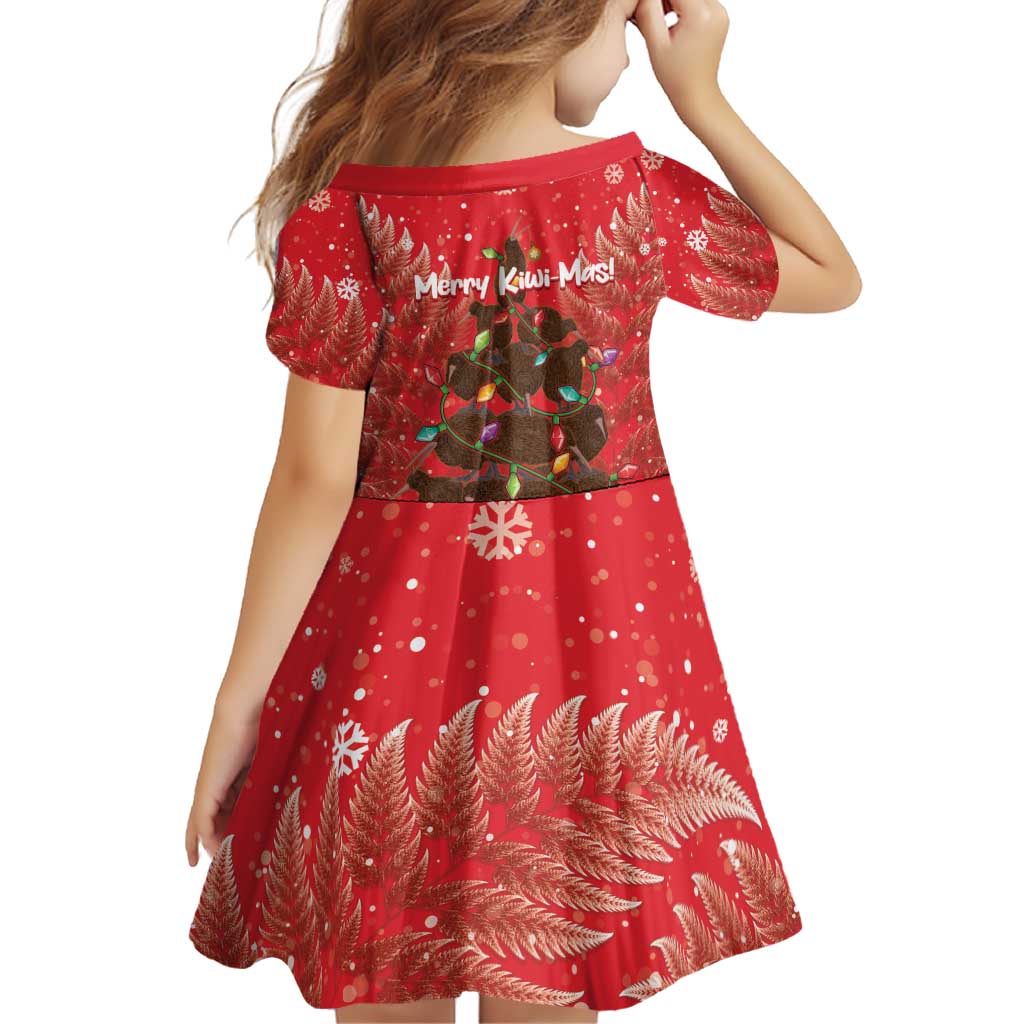 Kiwi New Zealand Christmas Family Matching Puletasi and Hawaiian Shirt Meri Kirihimete Silver Fern - Red Color LT14 - Polynesian Pride